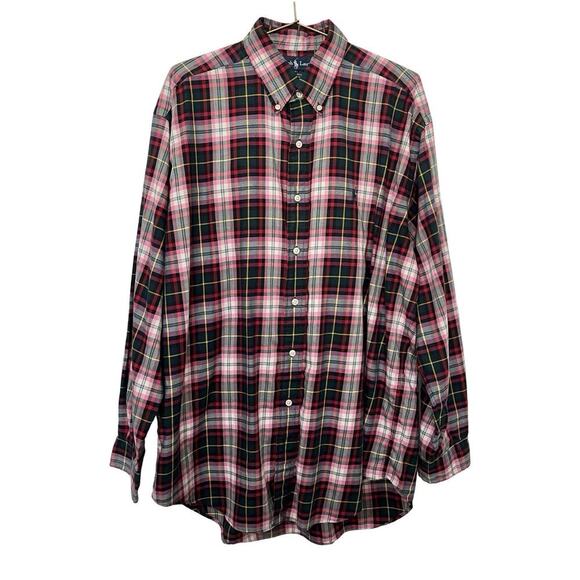 Ralph Lauren Mens Blake Plaid Button Up Shirt Size L Green Country Equestrian - Picture 1 of 7